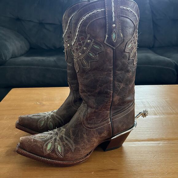 Tony Lama Rancho Western Boots Chocolate Brown Snip Toe Women’s Size 6.5 - Picture 5 of 10